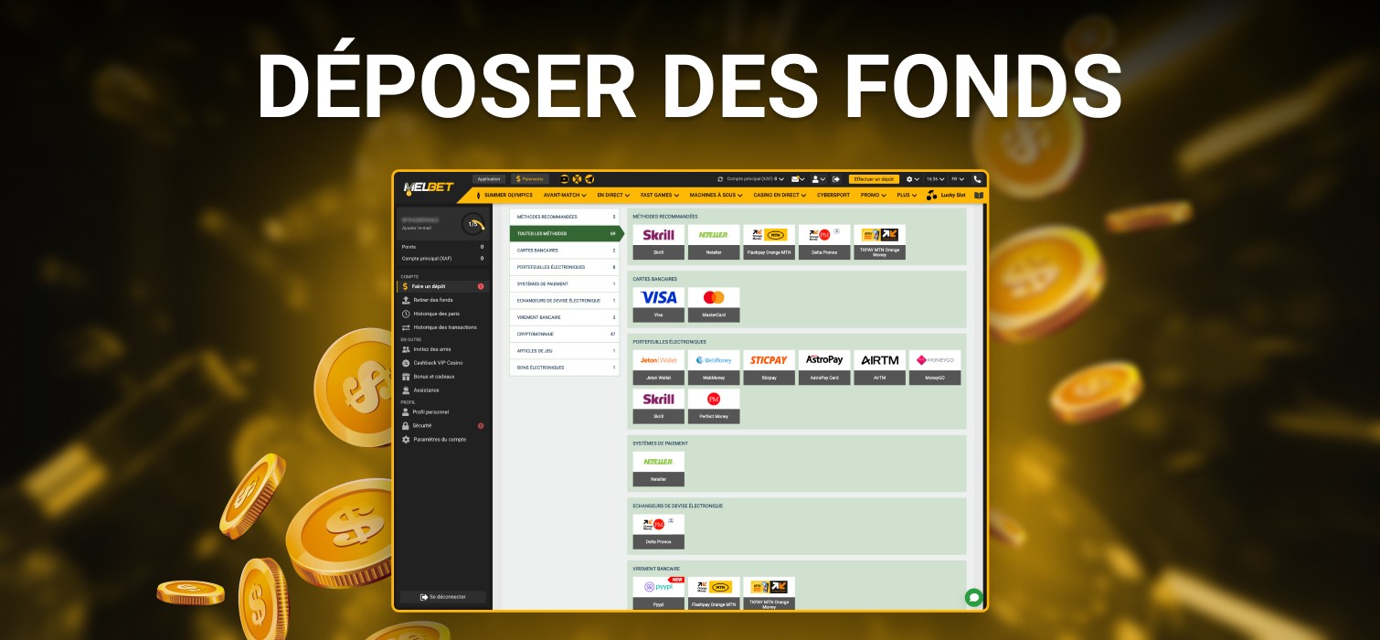 méthodes de dépôt disponibles chez melbet