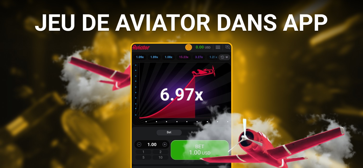 Aviator dans l'application mobile