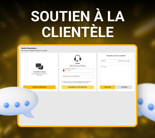 assistance à la clientèle sur la plate-forme du casino